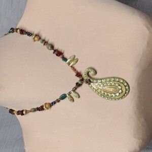Ceramic Paisley beaded necklace